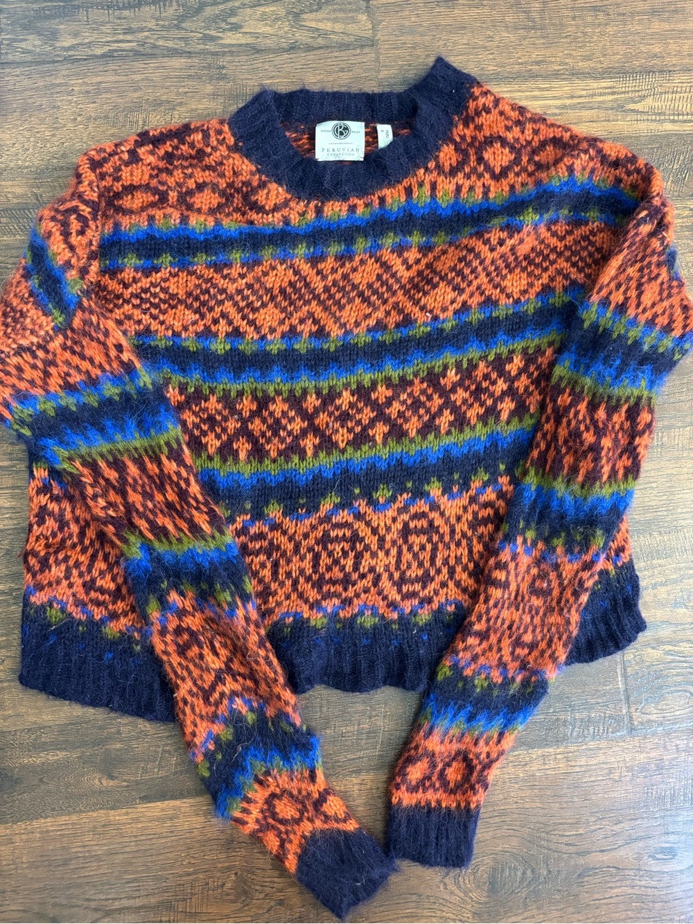 Peruvian Connection x Glenda Bailey Fair Isle Alpaca Sweater size Small